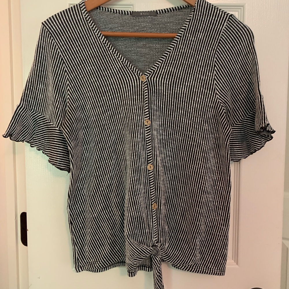 Black and white striped tie top